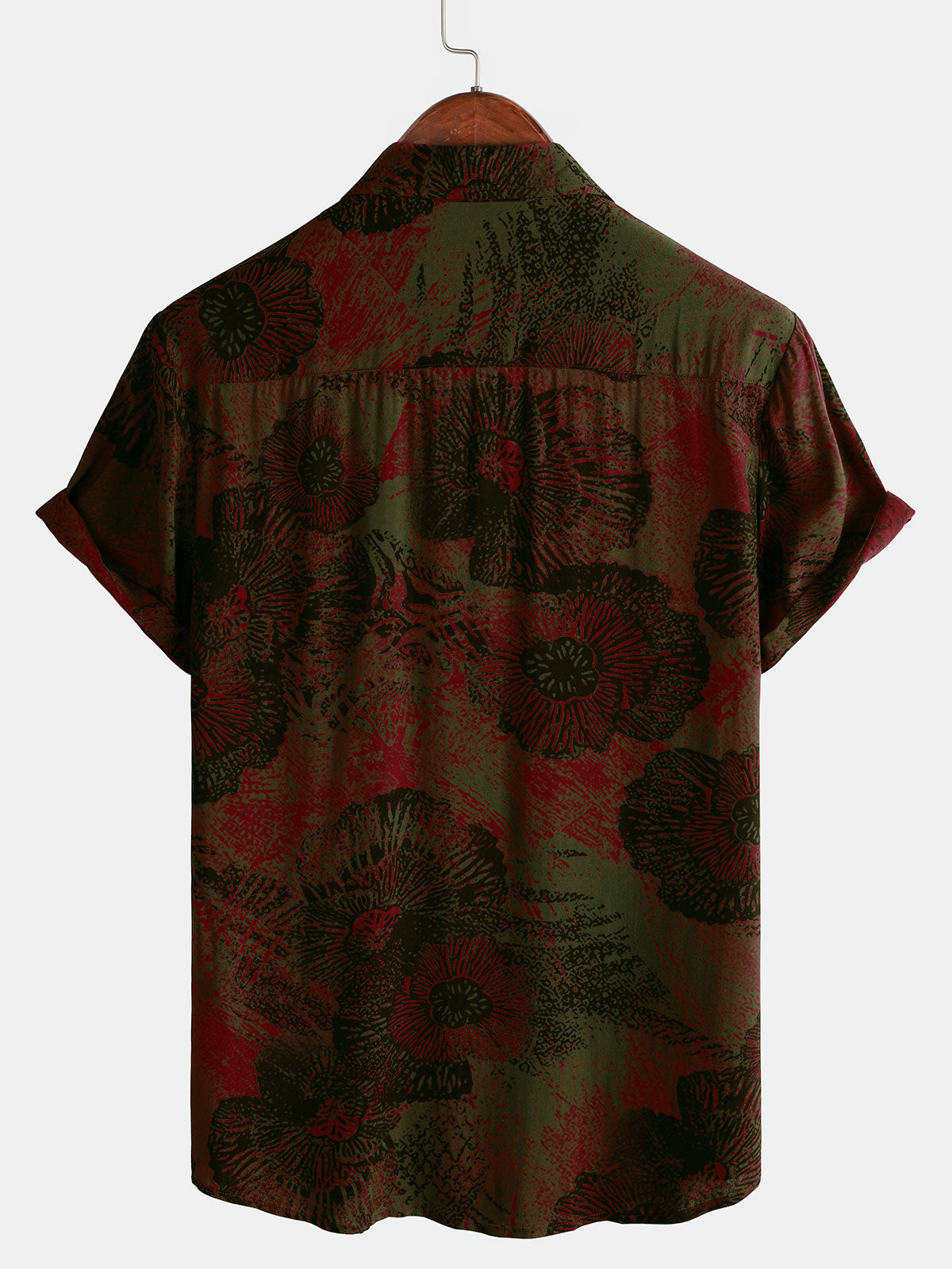 Camisa retro floral Button Up casual de manga corta para hombre