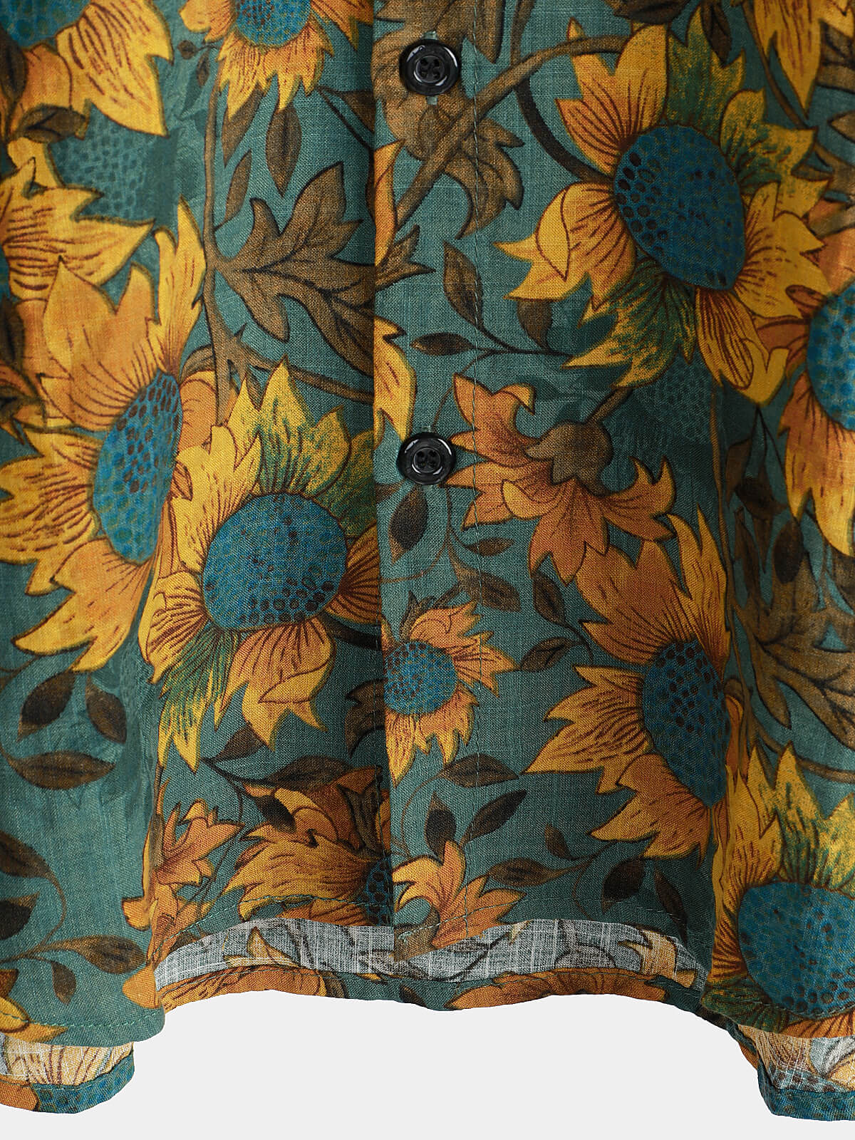 Camisa retro Sunflower transpirable de algodón de manga corta Summer para hombre