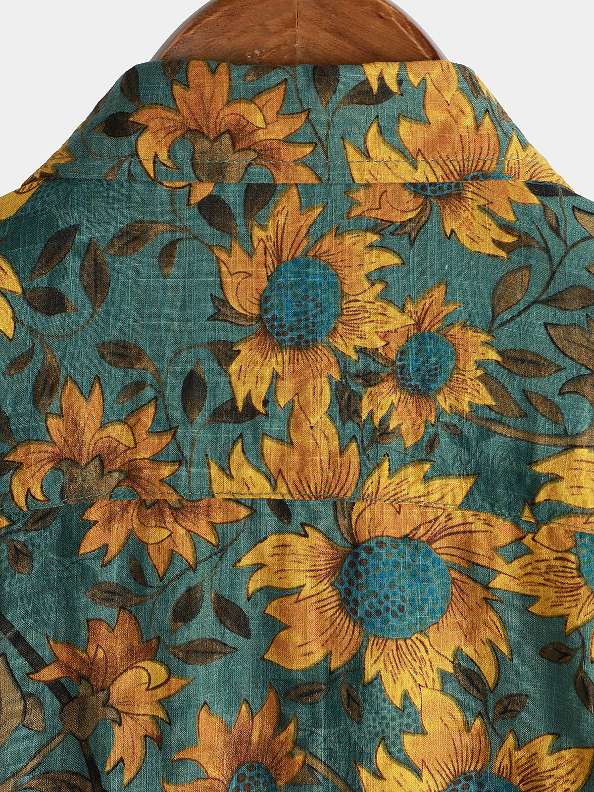 Camisa retro Sunflower transpirable de algodón de manga corta Summer para hombre