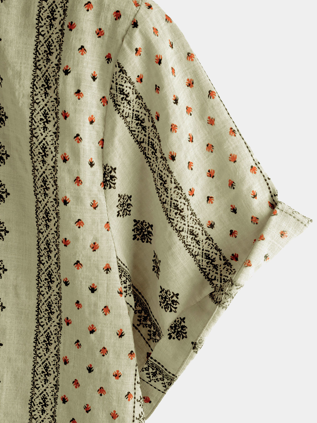 Camisa retro Khaki a rayas estampado Button Up 70s vintage de manga corta para hombre