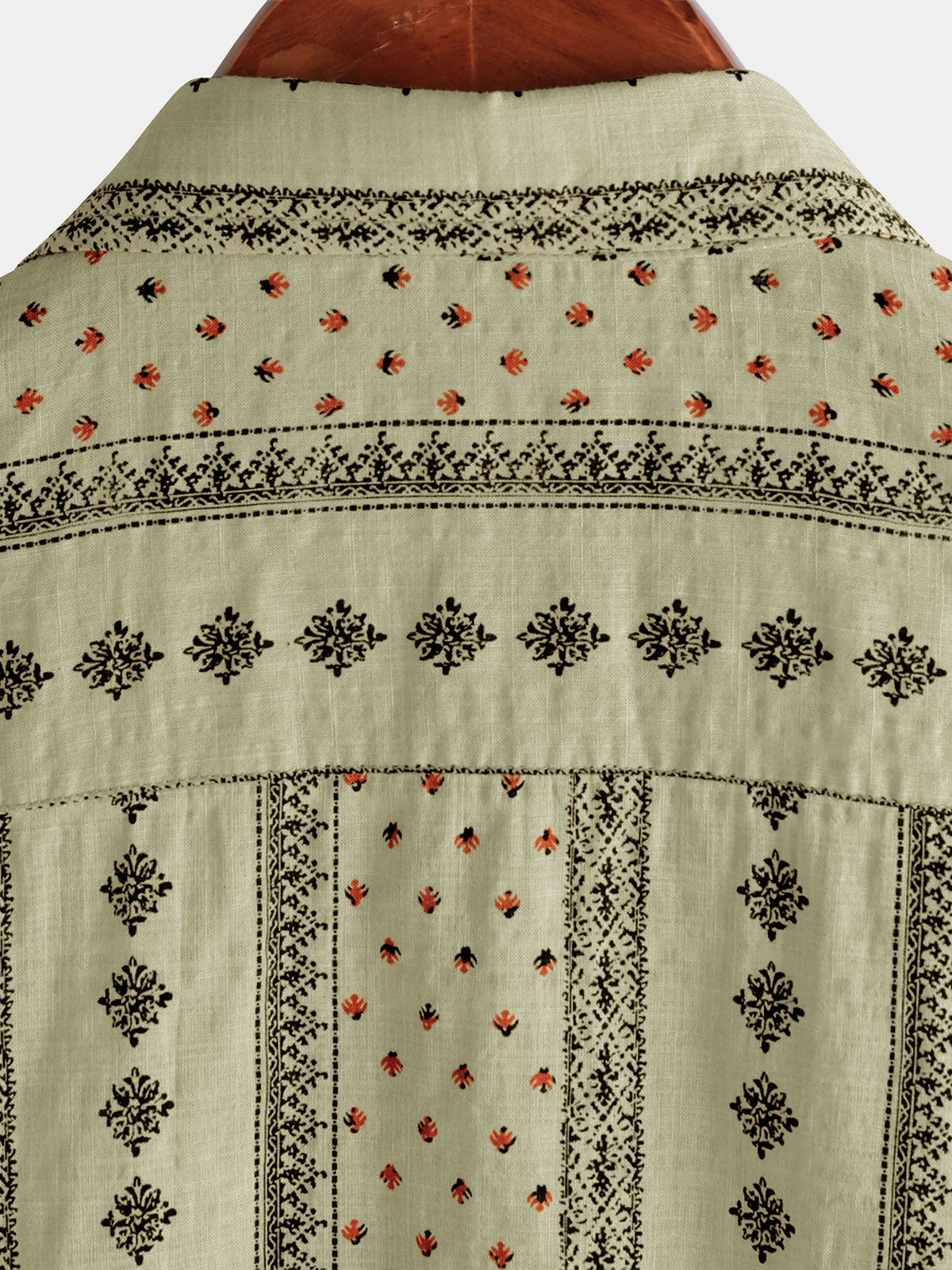 Camisa retro Khaki a rayas estampado Button Up 70s vintage de manga corta para hombre