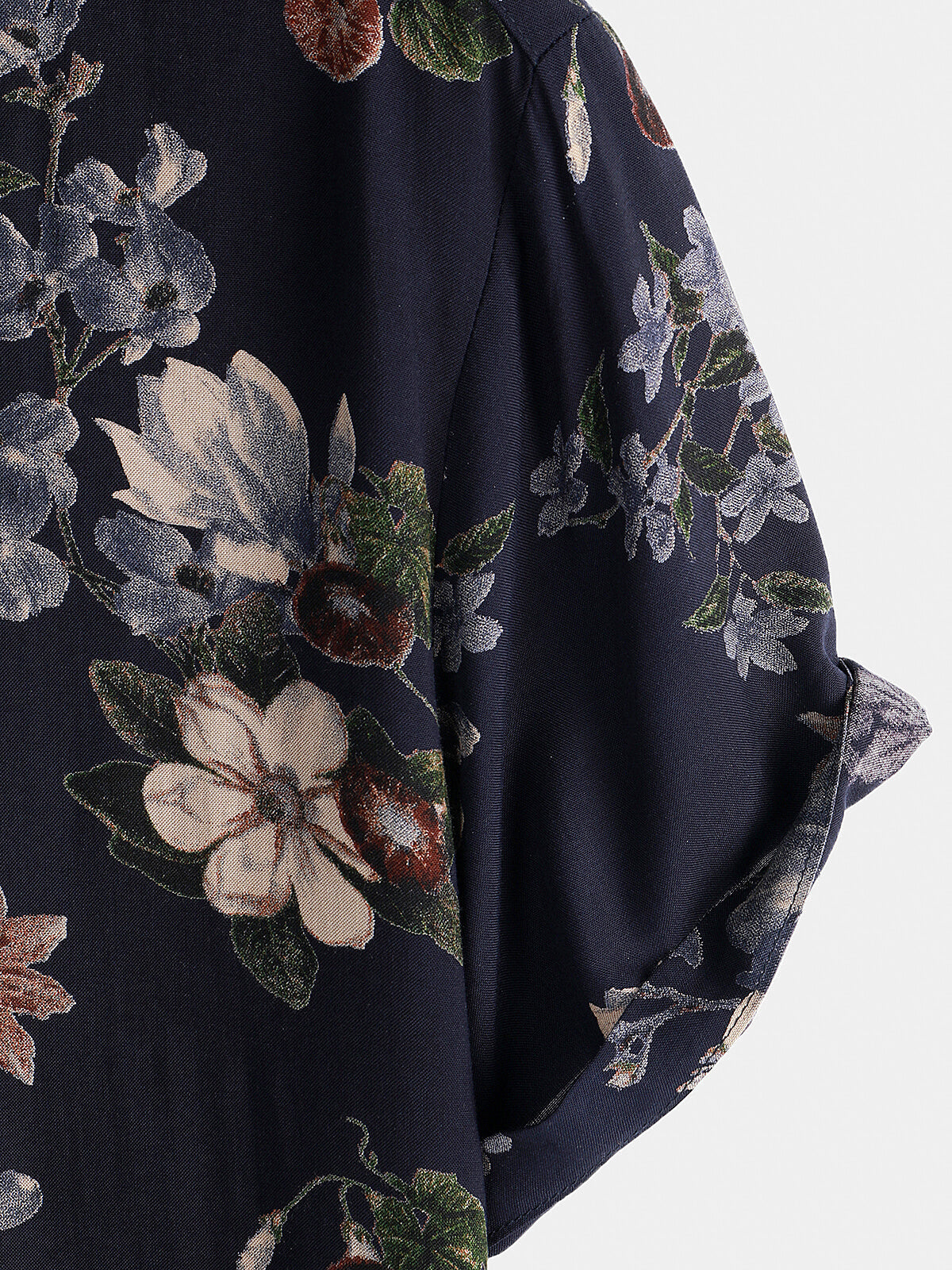 Camisa vintage Navy Blue Holiday Summer floral Beach Rayon de manga corta para hombre