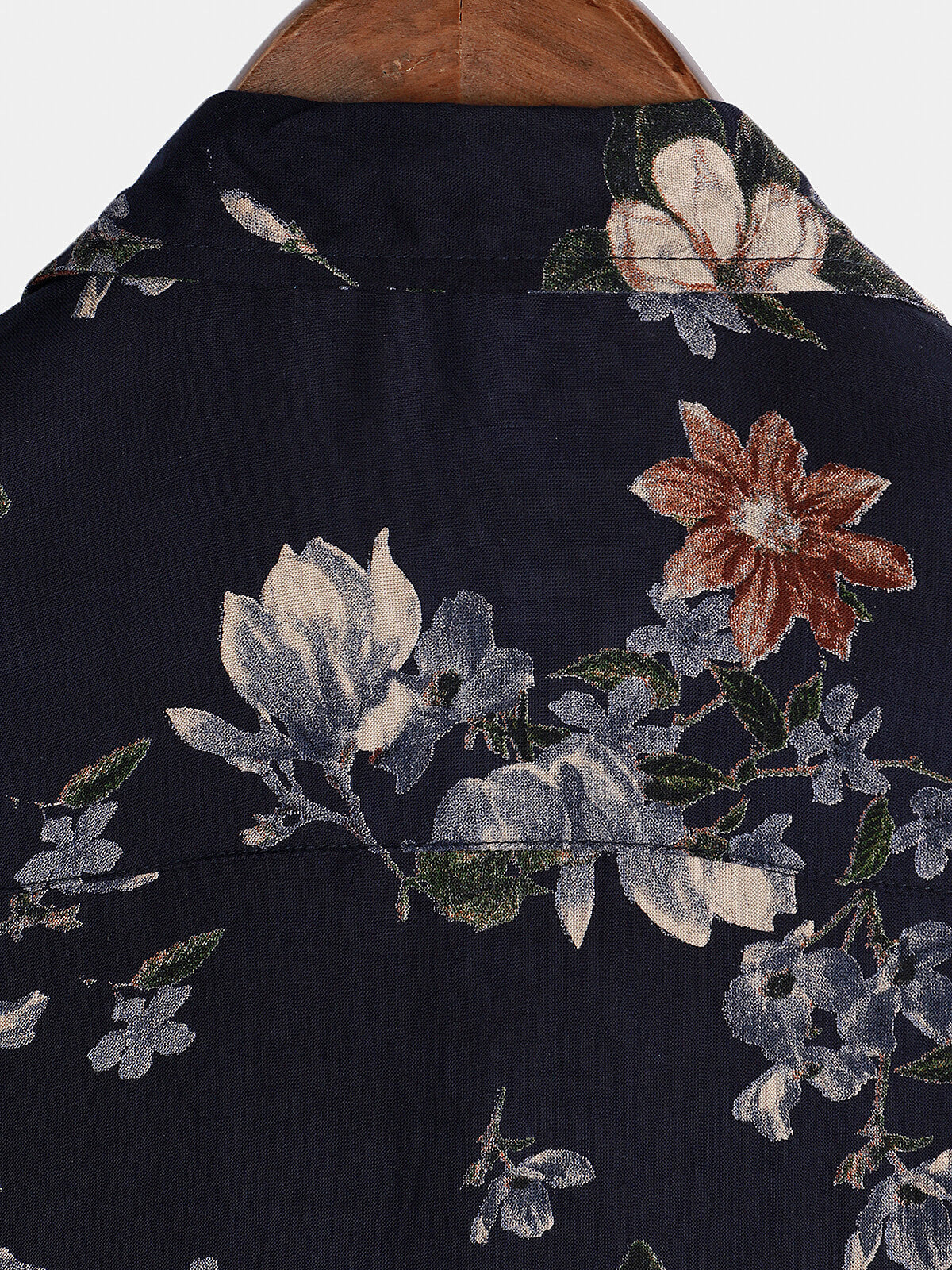 Camisa vintage Navy Blue Holiday Summer floral Beach Rayon de manga corta para hombre