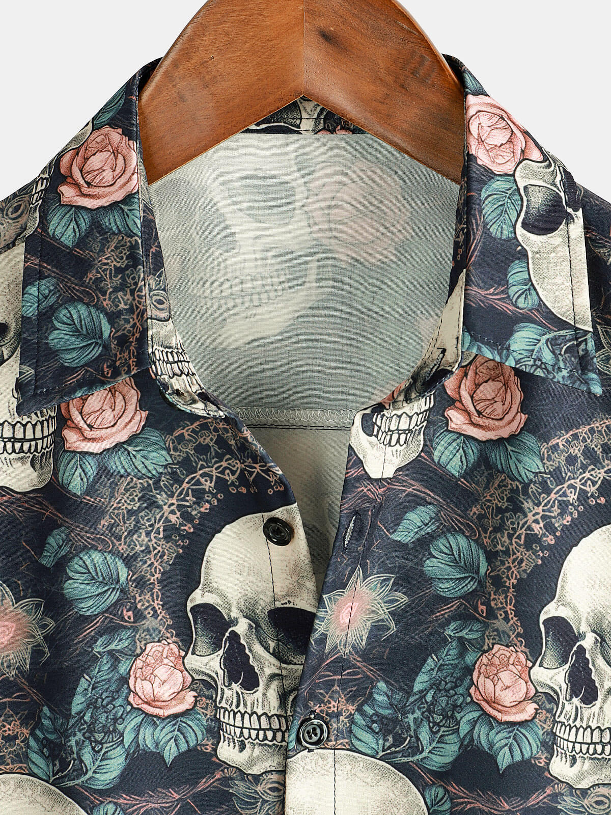 Camisa Cool Skull Punk Rock Holiday Beach de manga corta Summer para hombre