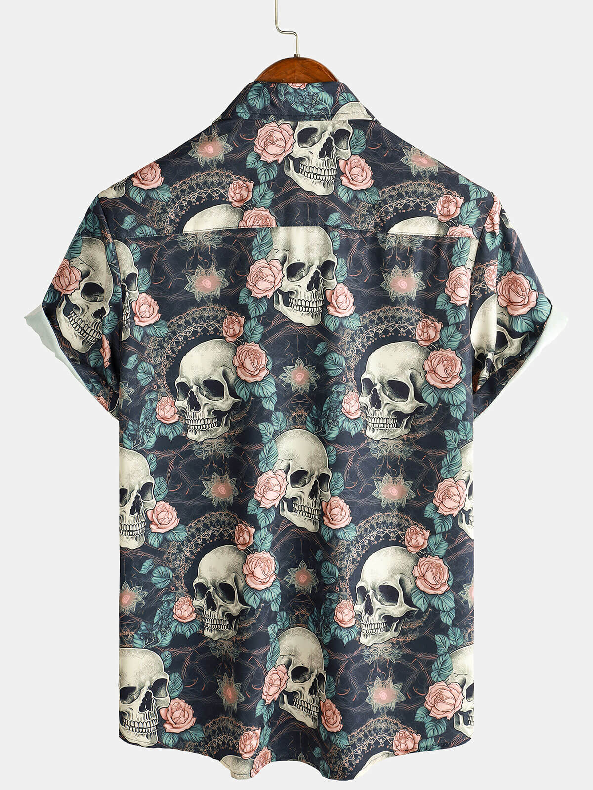 Camisa Cool Skull Punk Rock Holiday Beach de manga corta Summer para hombre