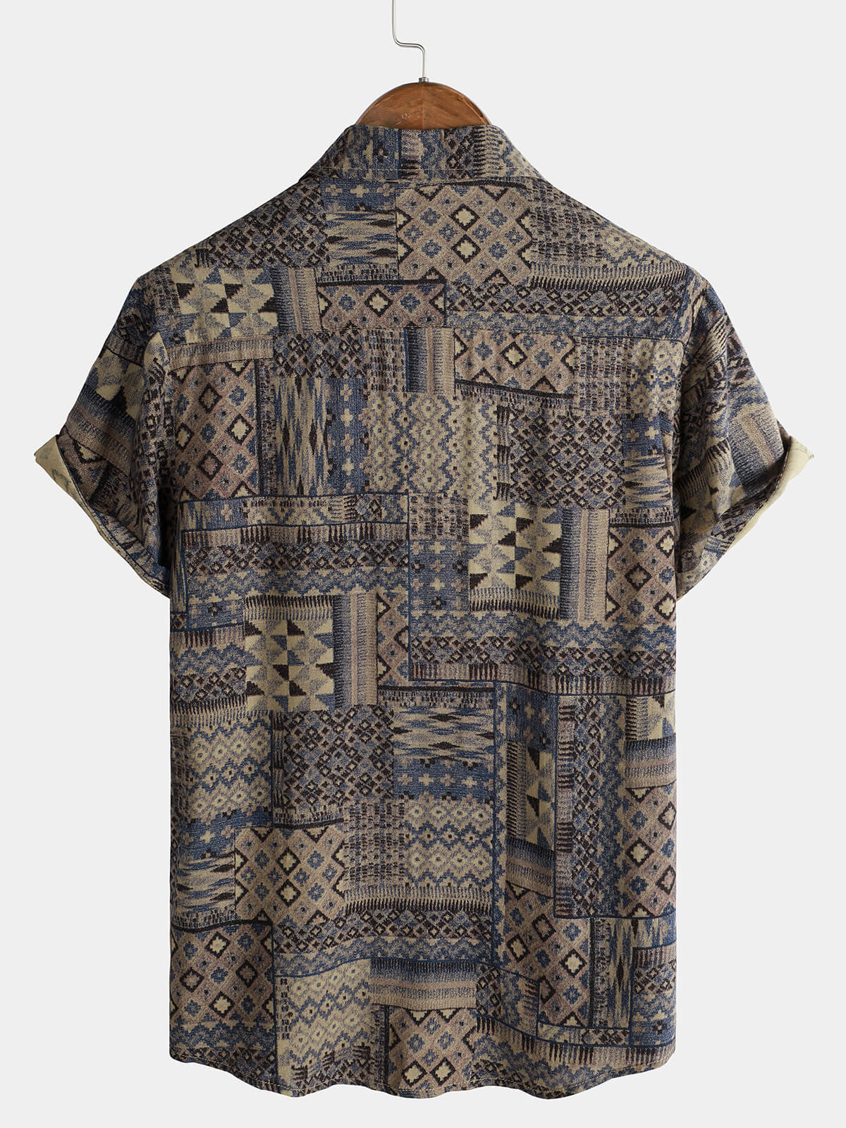 Camisa casual vintage Rayon Holiday de manga corta para hombre