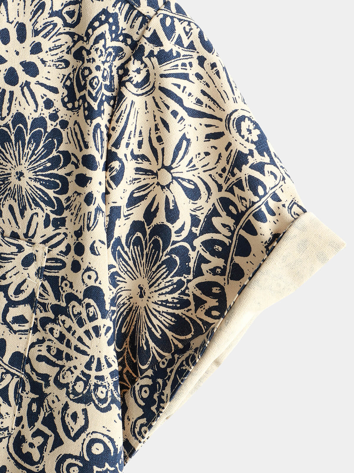 Camisa retro floral Pocket de manga corta 70s Paisley estampado vintage Button Up para hombre