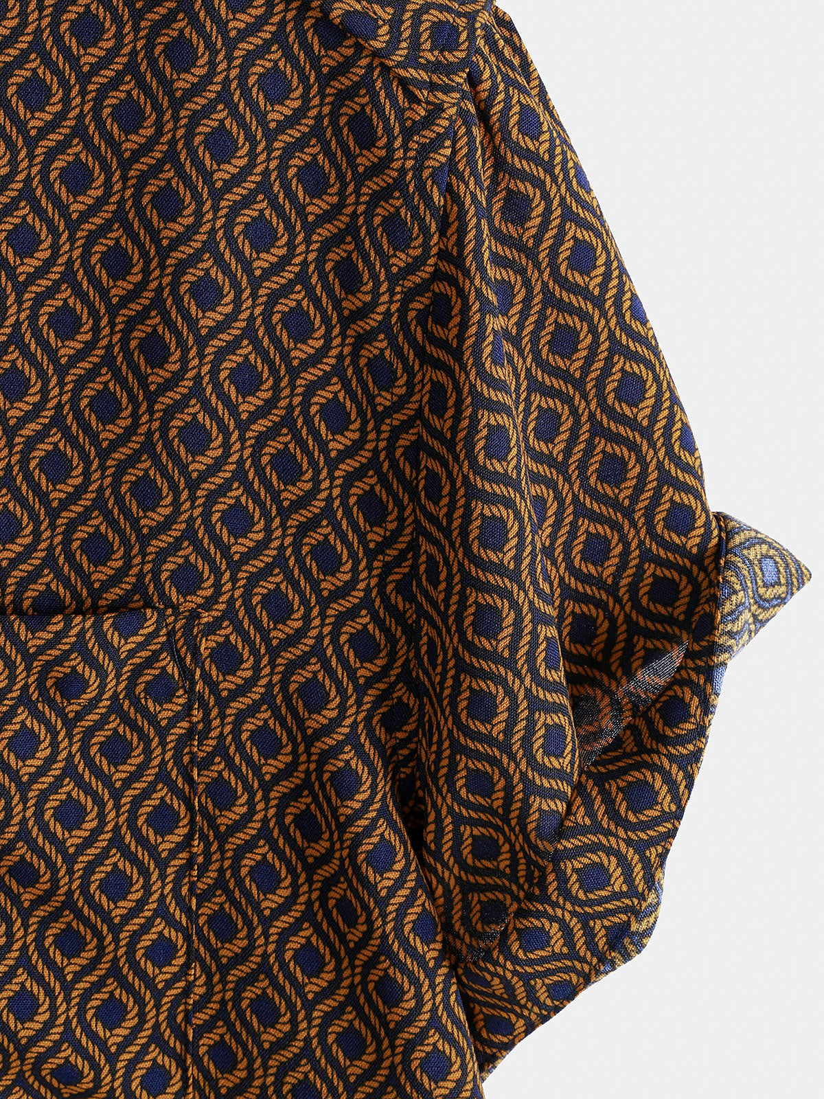 Camisa casual Holiday Brown de manga corta Button Up retro para hombre