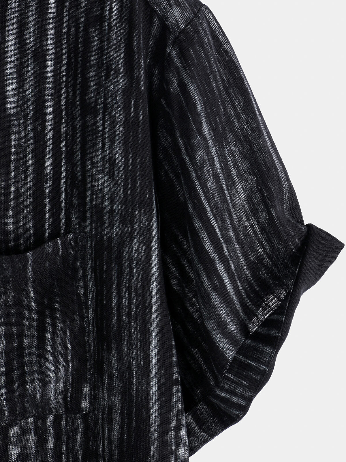 Camisa transpirable de manga corta Pocket Black a rayas para hombre