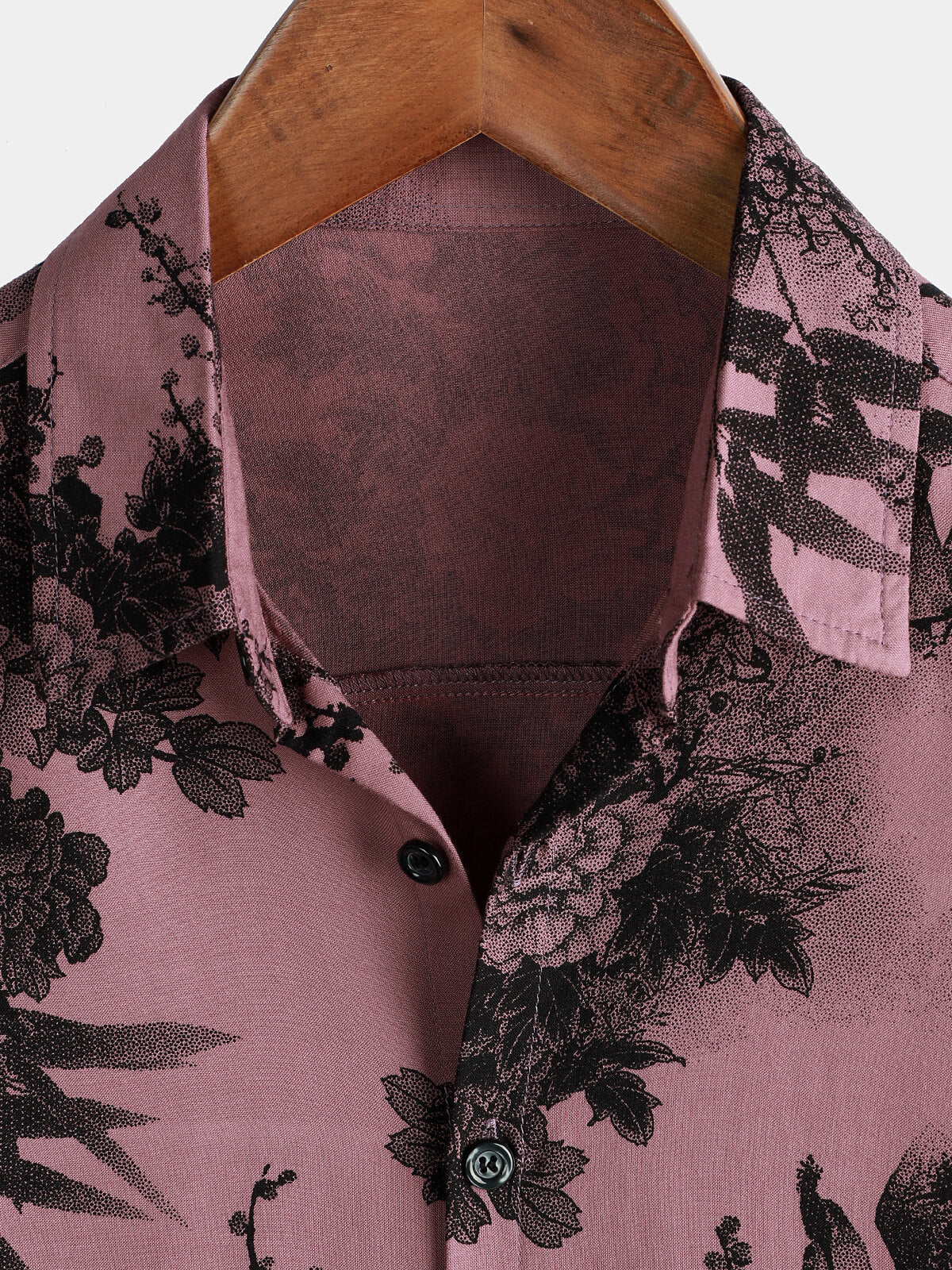 Camisa Bamboo floral Cool Summer Hawaiian Rayon Pink Button Up de manga corta para hombre