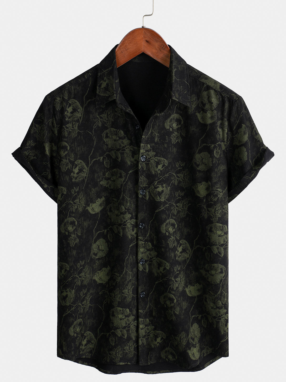 Camisa retro floral estampado Holiday transpirable Hawaiian de manga corta para hombre