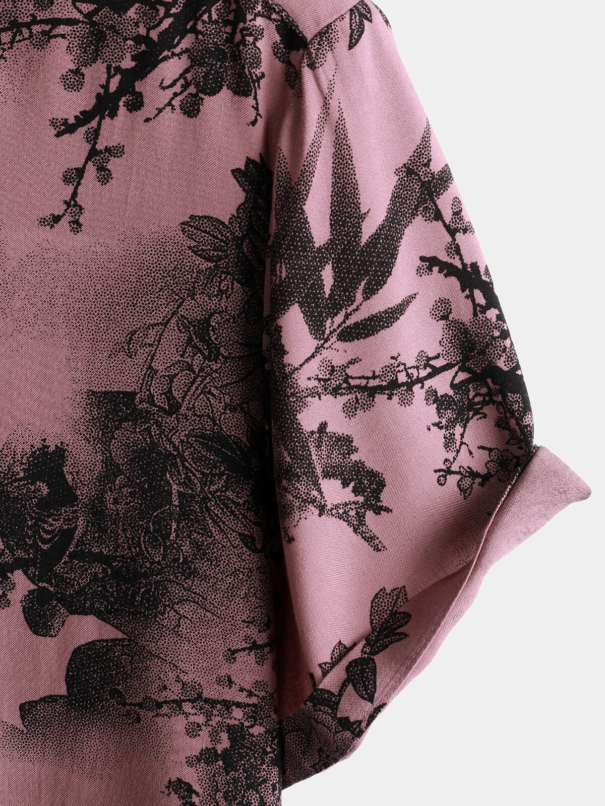 Camisa Bamboo floral Cool Summer Hawaiian Rayon Pink Button Up de manga corta para hombre