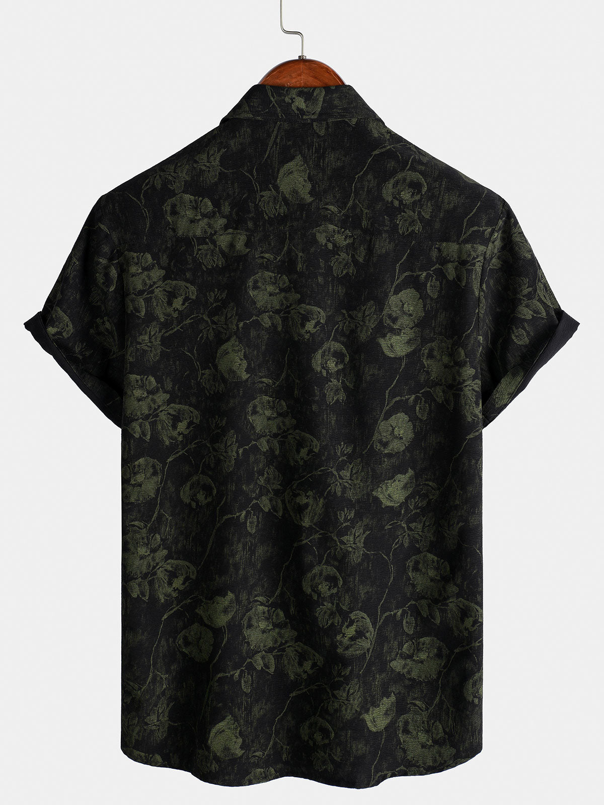 Camisa retro floral estampado Holiday transpirable Hawaiian de manga corta para hombre