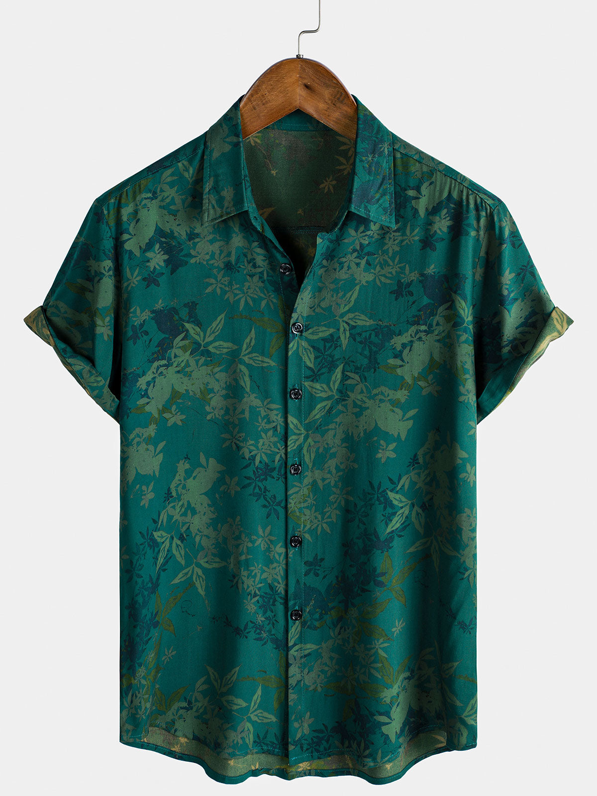 Camisa vintage floral transpirable Vacation de manga corta para hombre