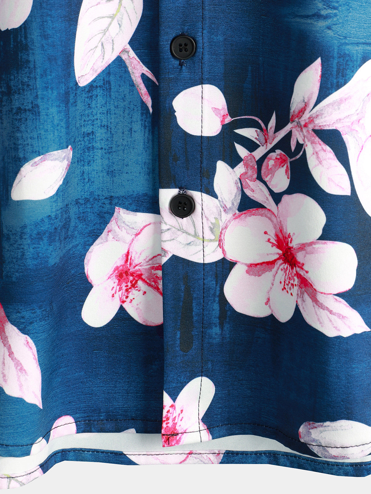 Camisa floral estampado Button Up casual Lapel Navy Blue de manga corta Resort Summer para hombre