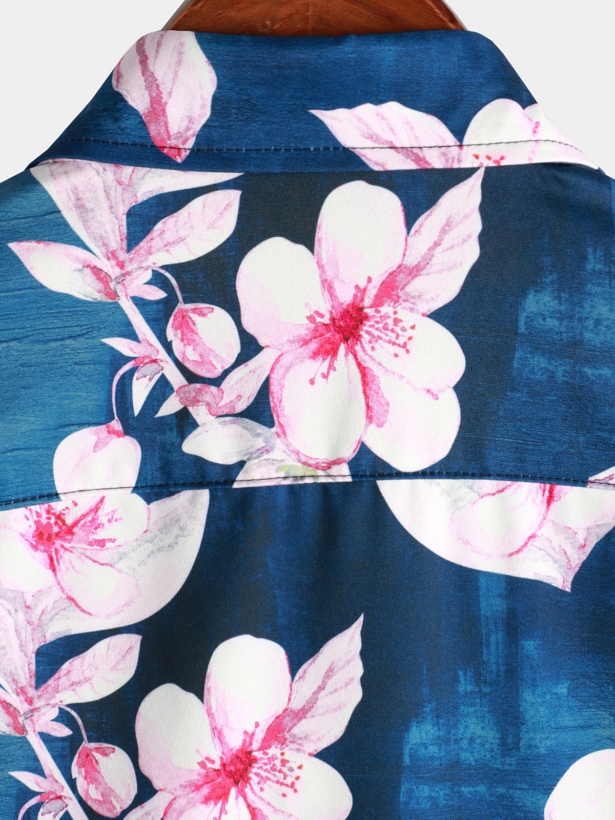 Camisa floral estampado Button Up casual Lapel Navy Blue de manga corta Resort Summer para hombre