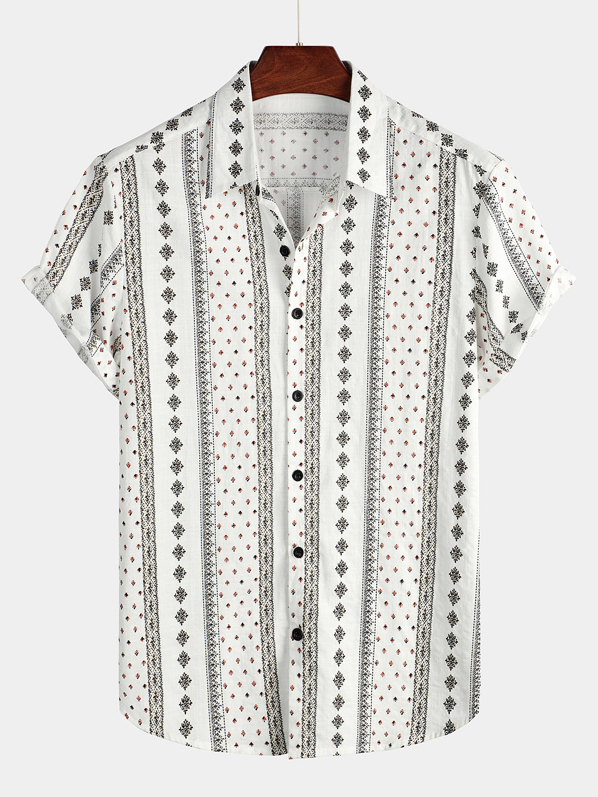 Camisa vintage de algodón Hawaiian de manga corta para hombre
