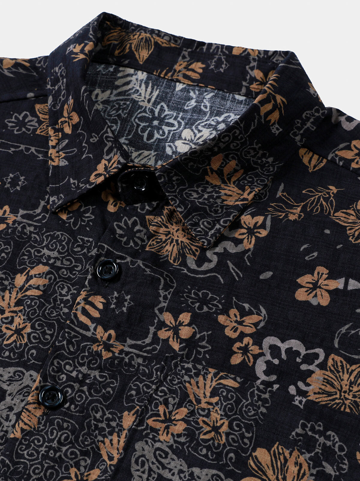 Camisa vintage floral estampado Bohemian Beach de manga corta para hombre