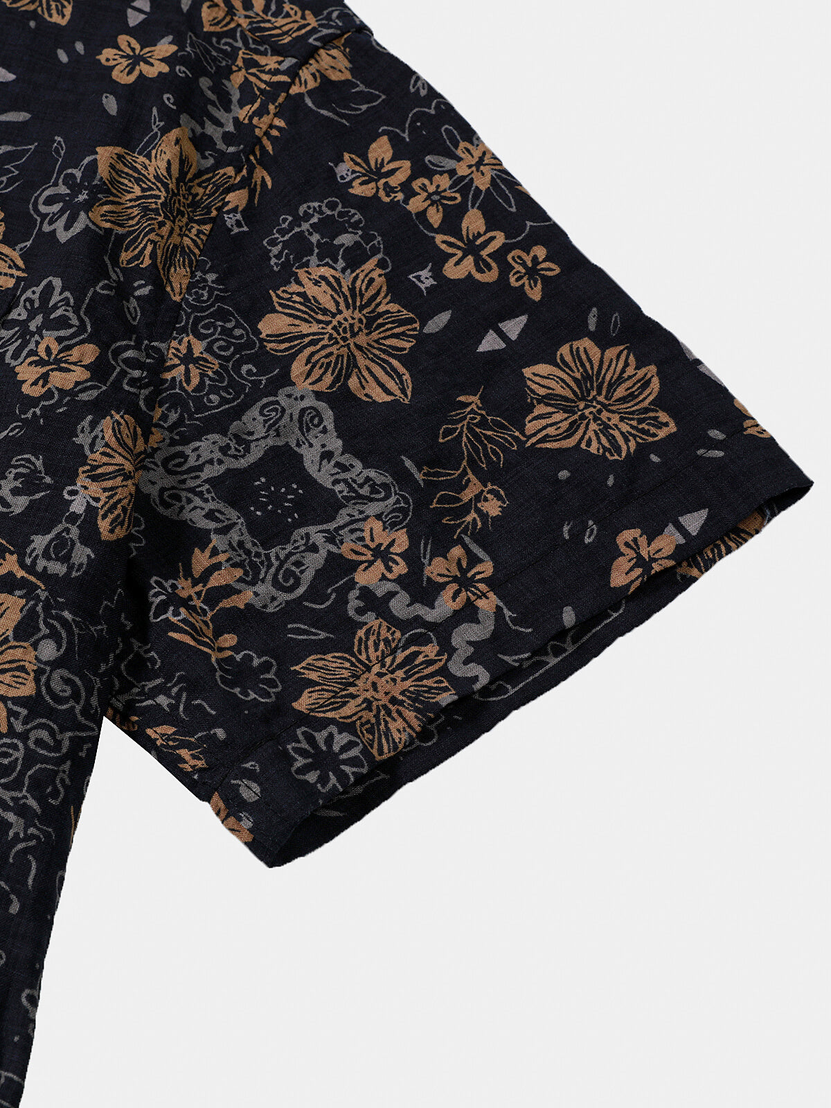 Camisa vintage floral estampado Bohemian Beach de manga corta para hombre