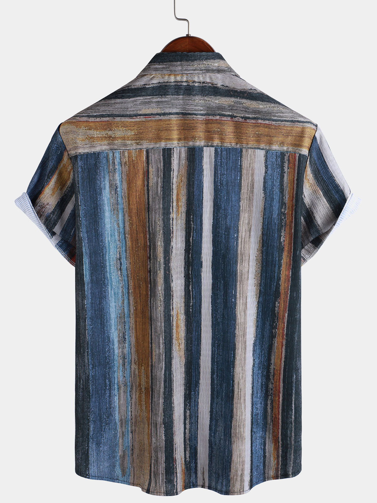 Camisa Summer a rayas de manga corta Hawaiian para hombre