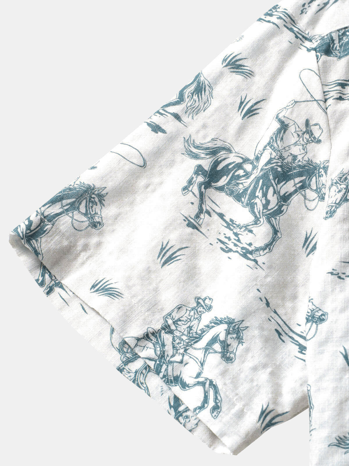 Camisa Horse estampado Cowboy Button Up Holiday de manga corta para hombre