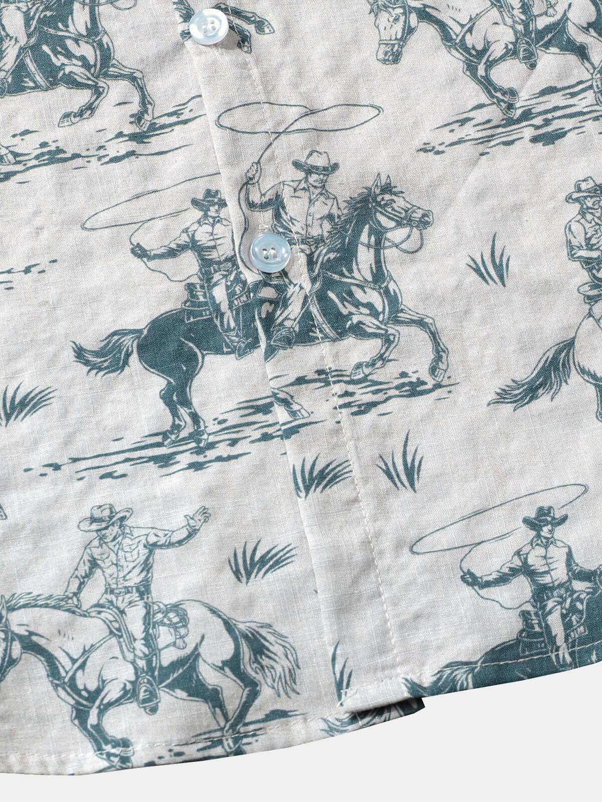 Camisa Horse estampado Cowboy Button Up Holiday de manga corta para hombre