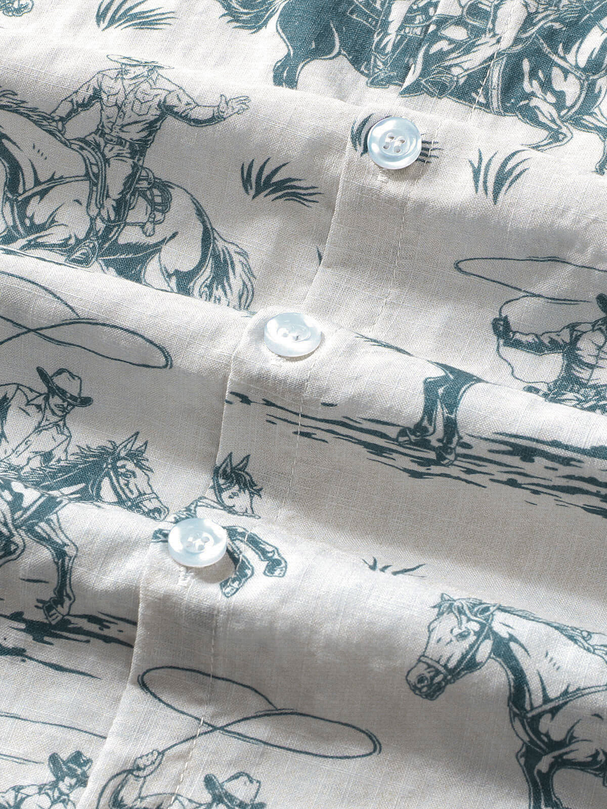 Camisa Horse estampado Cowboy Button Up Holiday de manga corta para hombre