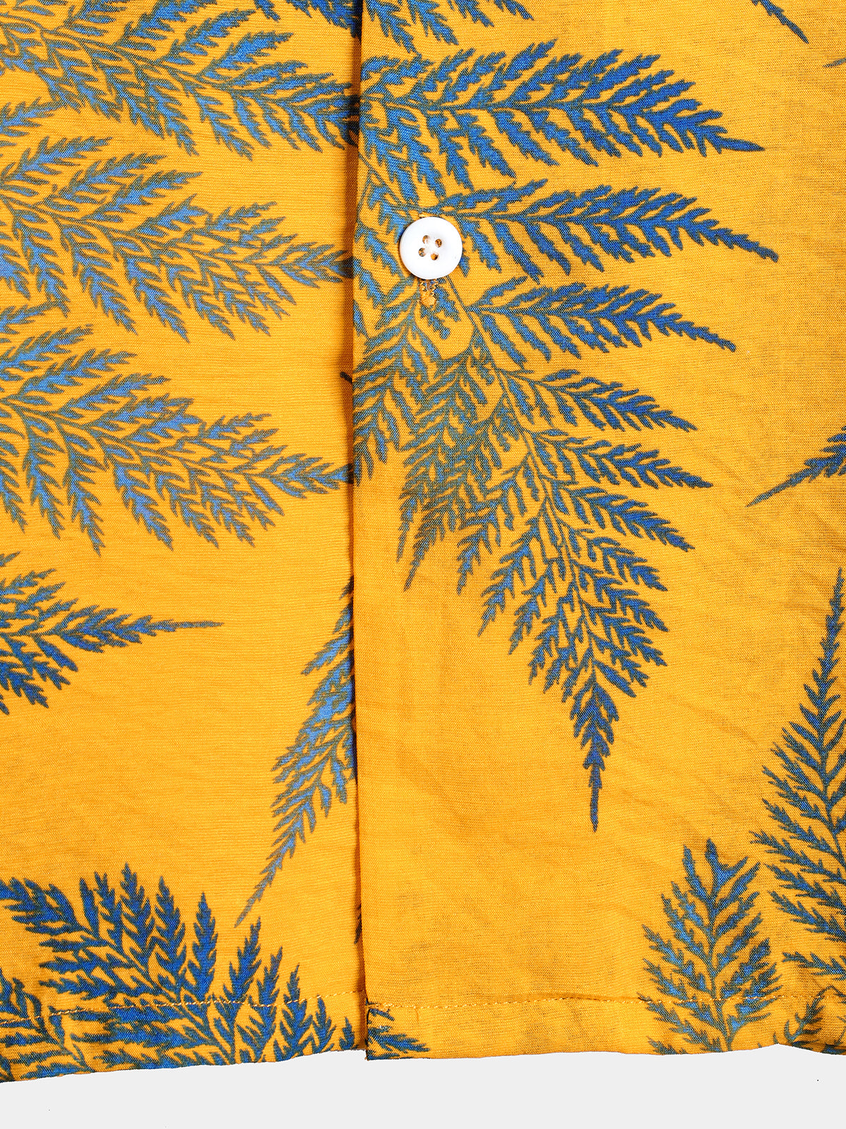 Camisa Tropical Leaf estampado Hawaiian Pocket Collared Top de algodón Button Up de manga corta para hombre