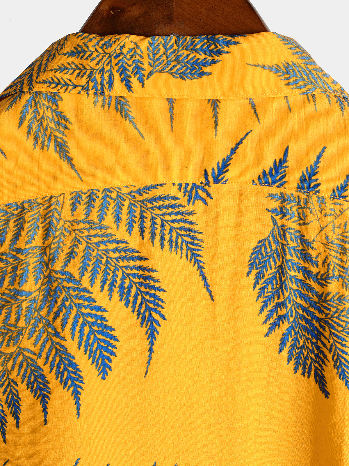 Camisa Tropical Leaf estampado Hawaiian Pocket Collared Top de algodón Button Up de manga corta para hombre