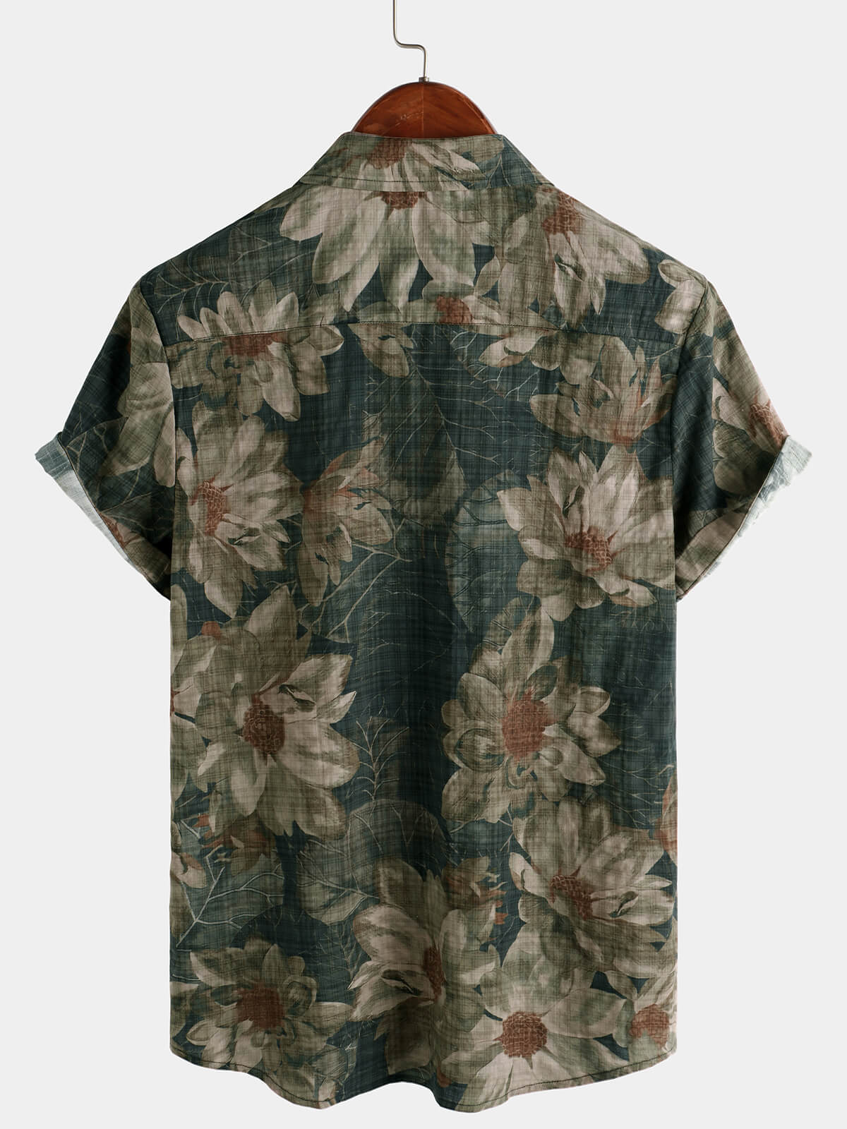 Camisa vintage floral casual Holiday de manga corta para hombre