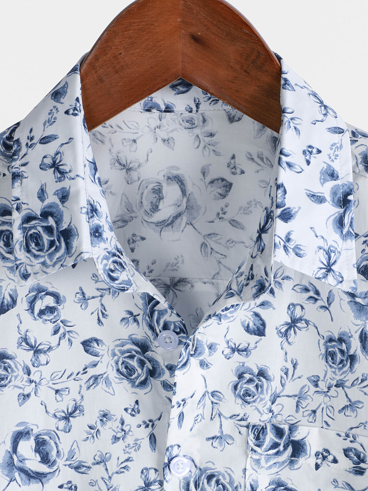 Blue Rose estampado transpirable de algodón Island Cruise Summer Holiday Resorcamiseta para hombre