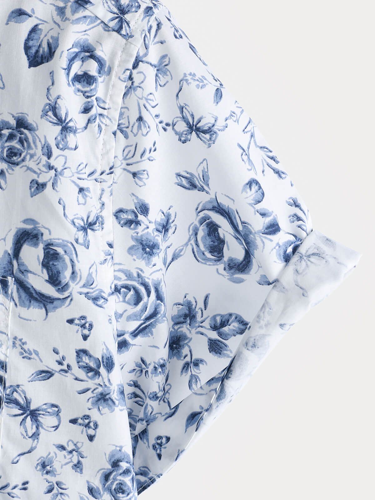 Blue Rose estampado transpirable de algodón Island Cruise Summer Holiday Resorcamiseta para hombre