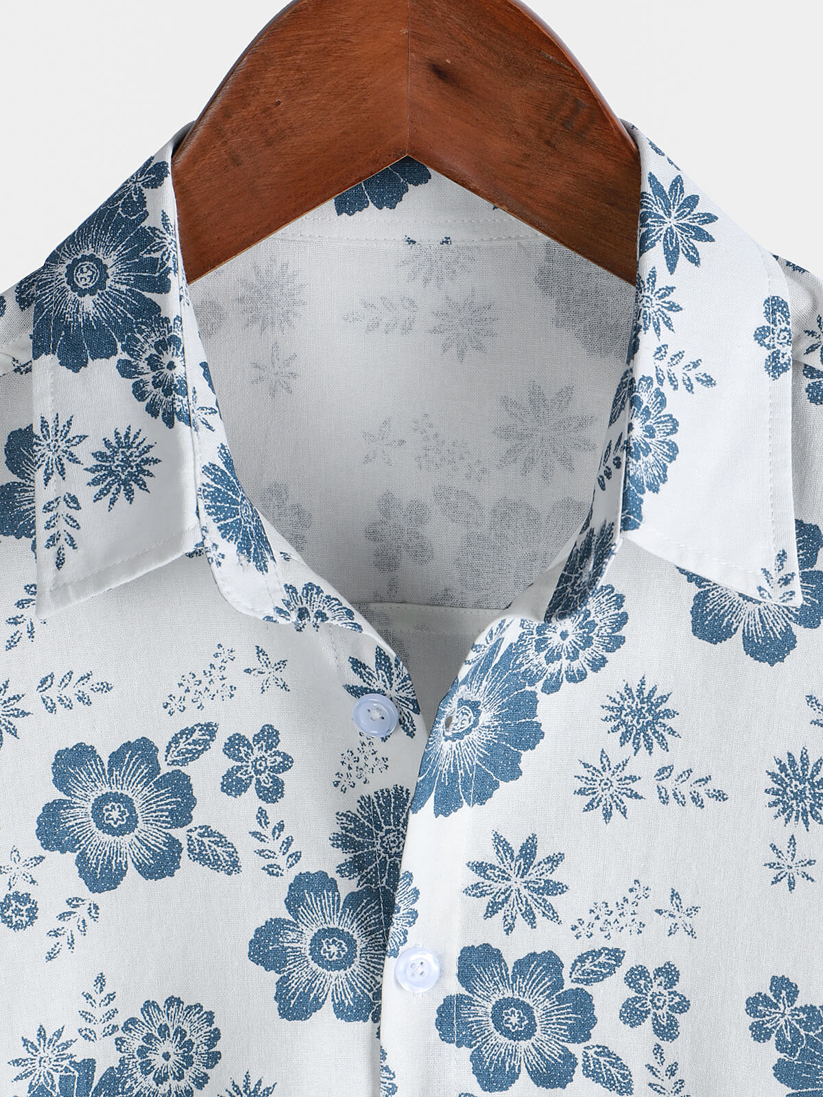 Blue Daisy estampado transpirable de algodón Island Cruise Summer Holiday Resorcamiseta para hombre