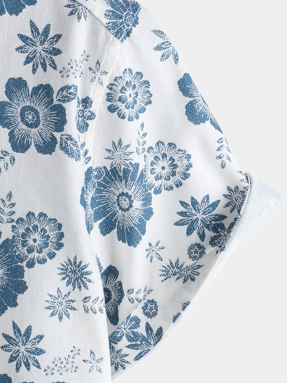 Blue Daisy estampado transpirable de algodón Island Cruise Summer Holiday Resorcamiseta para hombre