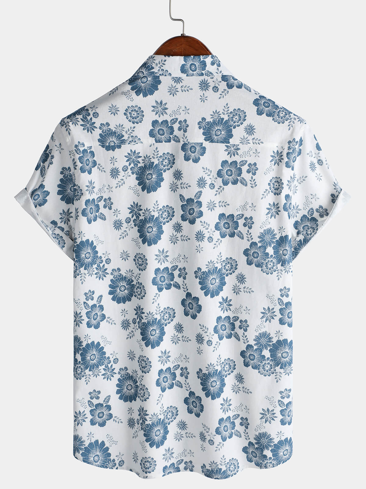 Blue Daisy estampado transpirable de algodón Island Cruise Summer Holiday Resorcamiseta para hombre