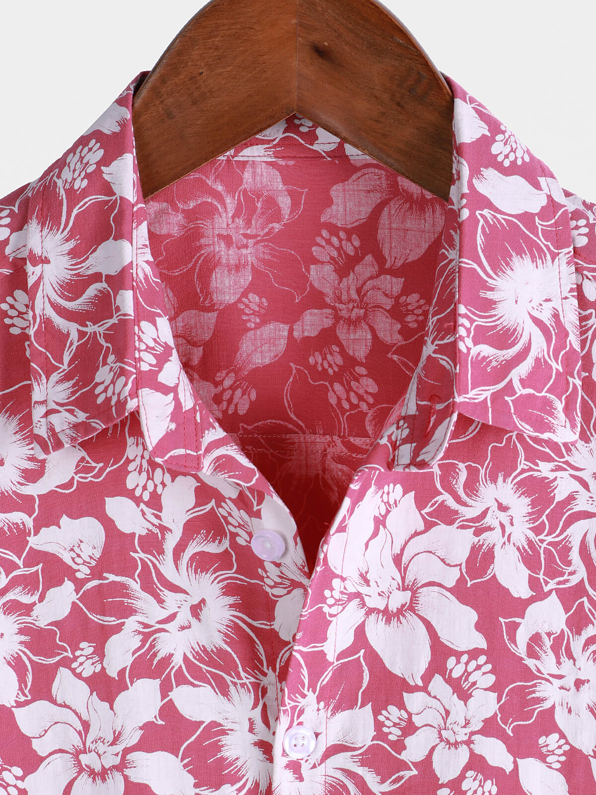 Camisa de algodón Holiday floral estampado Hawaiian Beach de manga corta para hombre
