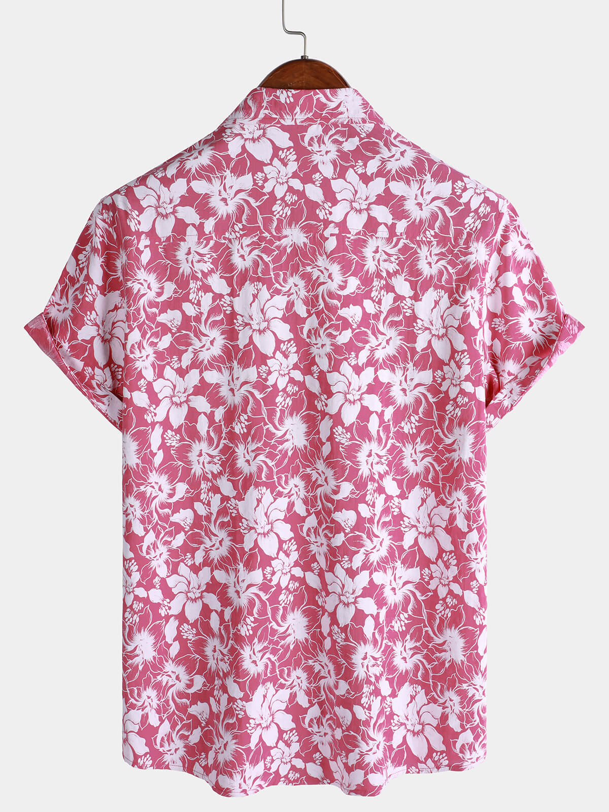 Camisa de algodón Holiday floral estampado Hawaiian Beach de manga corta para hombre