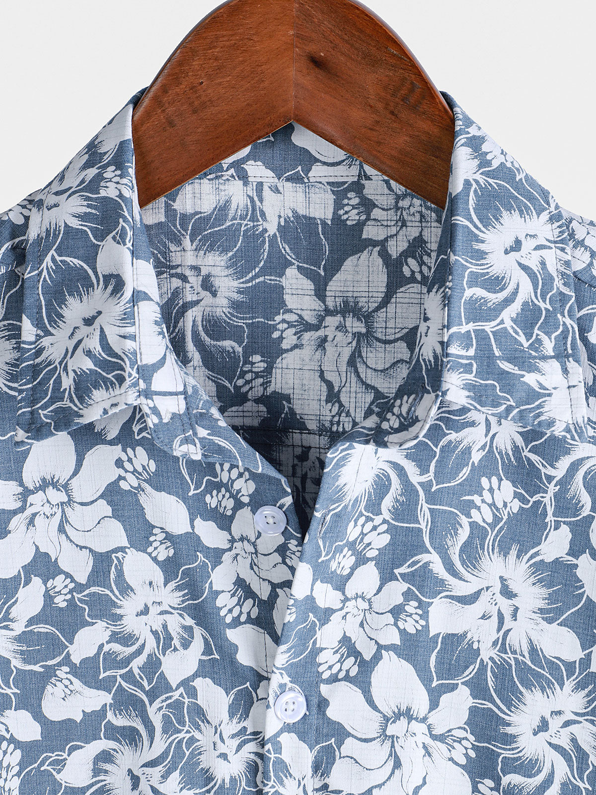 Camisa Holiday floral estampado Hawaiian Beach de algodón de manga corta para hombre