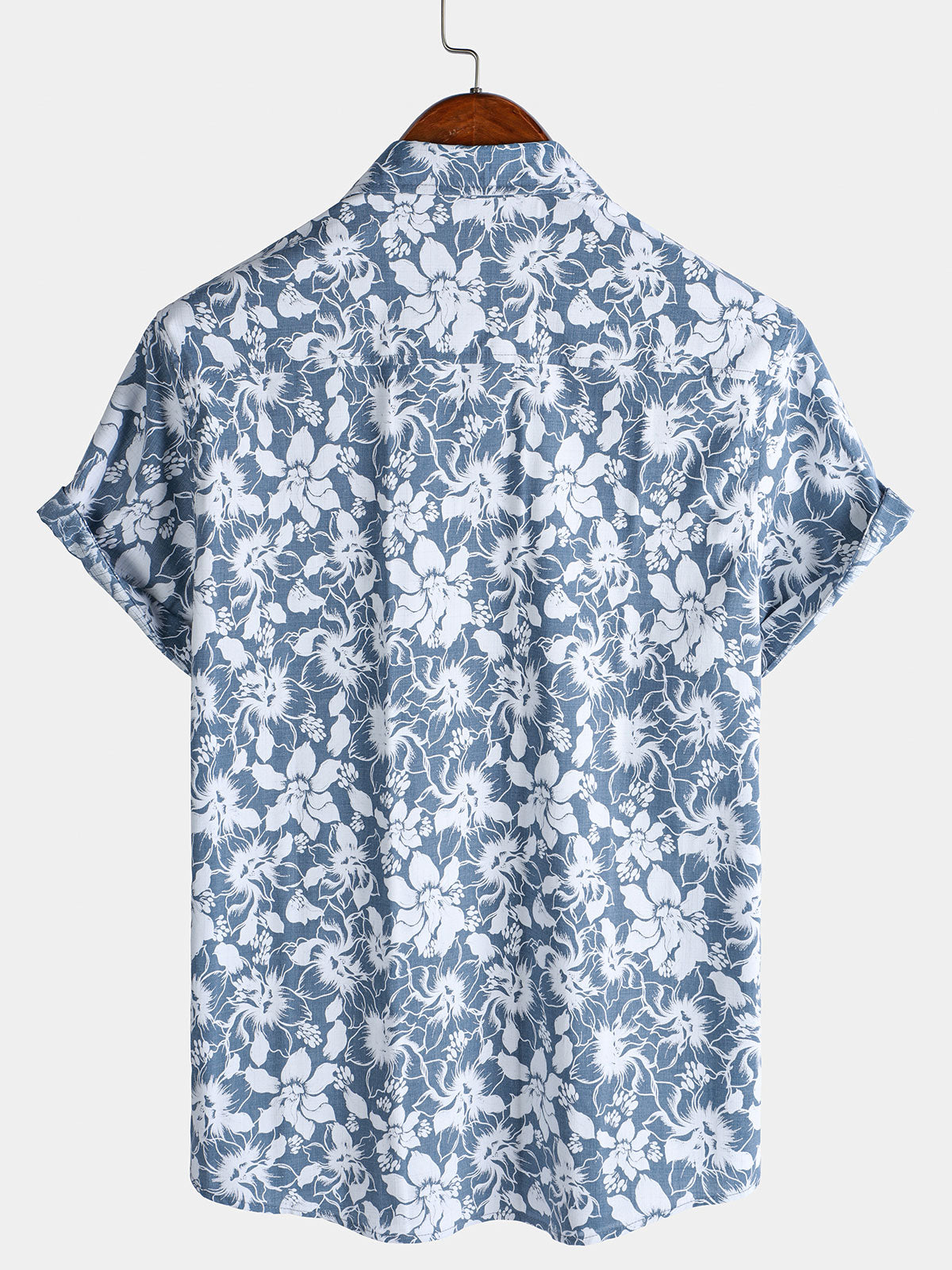 Camisa Holiday floral estampado Hawaiian Beach de algodón de manga corta para hombre