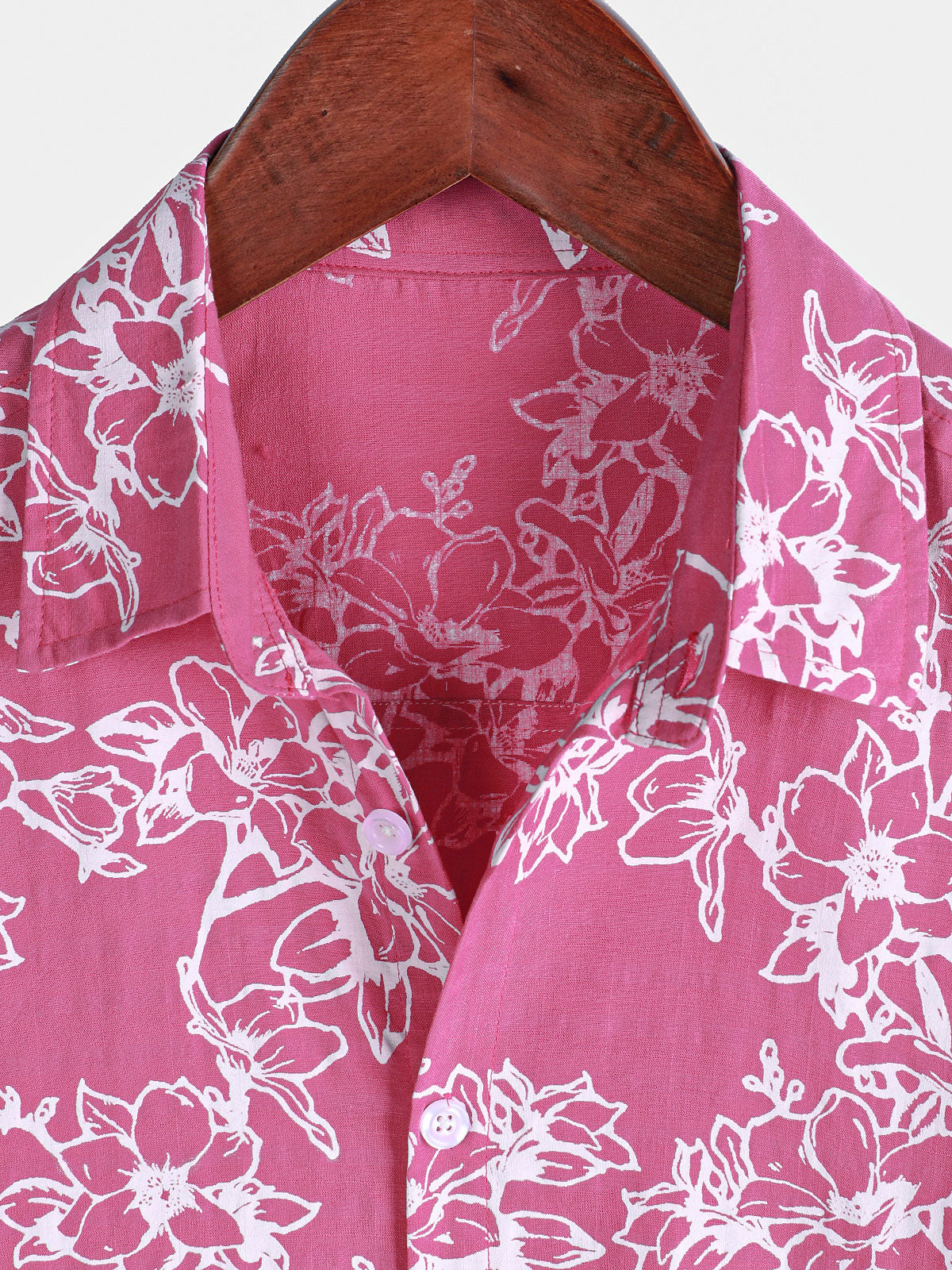 Camisa Summer casual floral Holiday Beach de manga corta de algodón para hombre