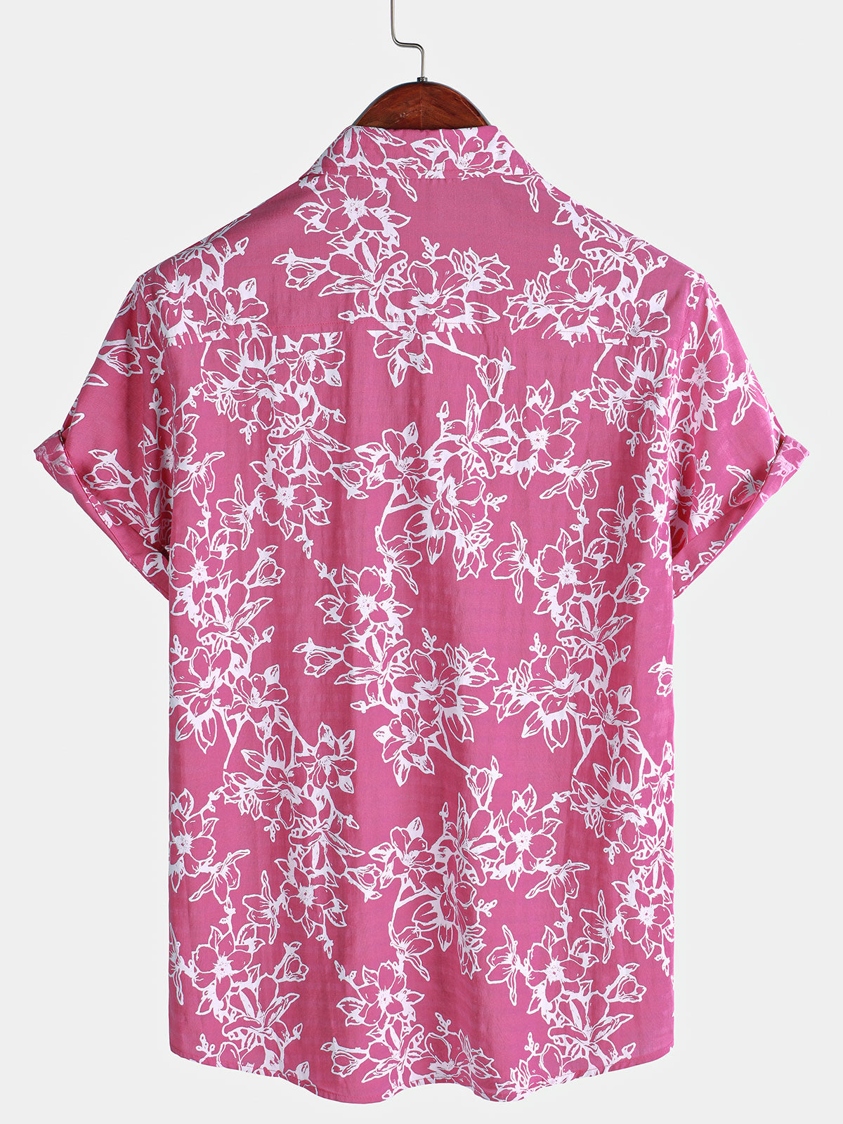 Camisa Summer casual floral Holiday Beach de manga corta de algodón para hombre