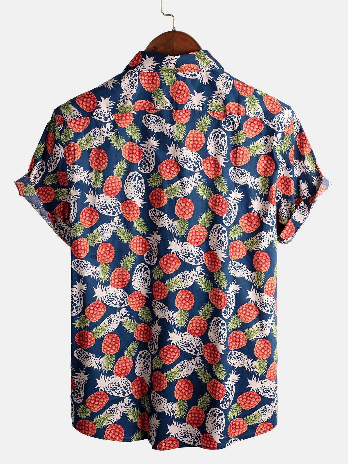 Camisa Holiday Tropical Pineapple Pocket de algodón para hombre