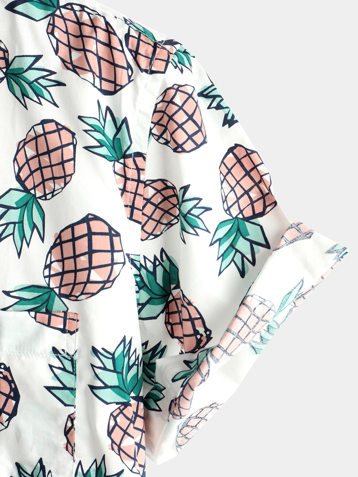 Camisa Holiday Tropical Pineapple Pocket de algodón para hombre