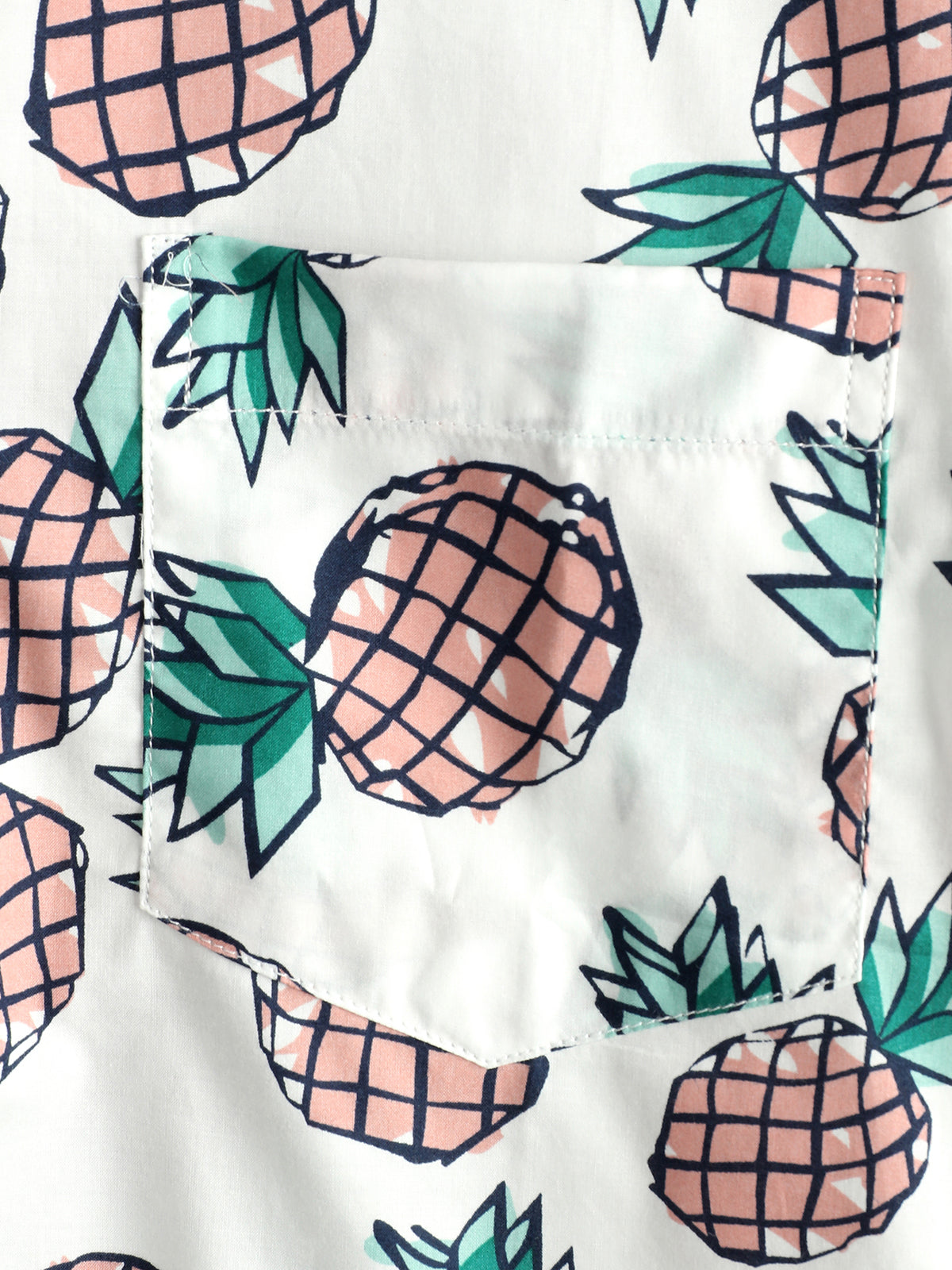 Camisa Holiday Tropical Pineapple Pocket de algodón para hombre