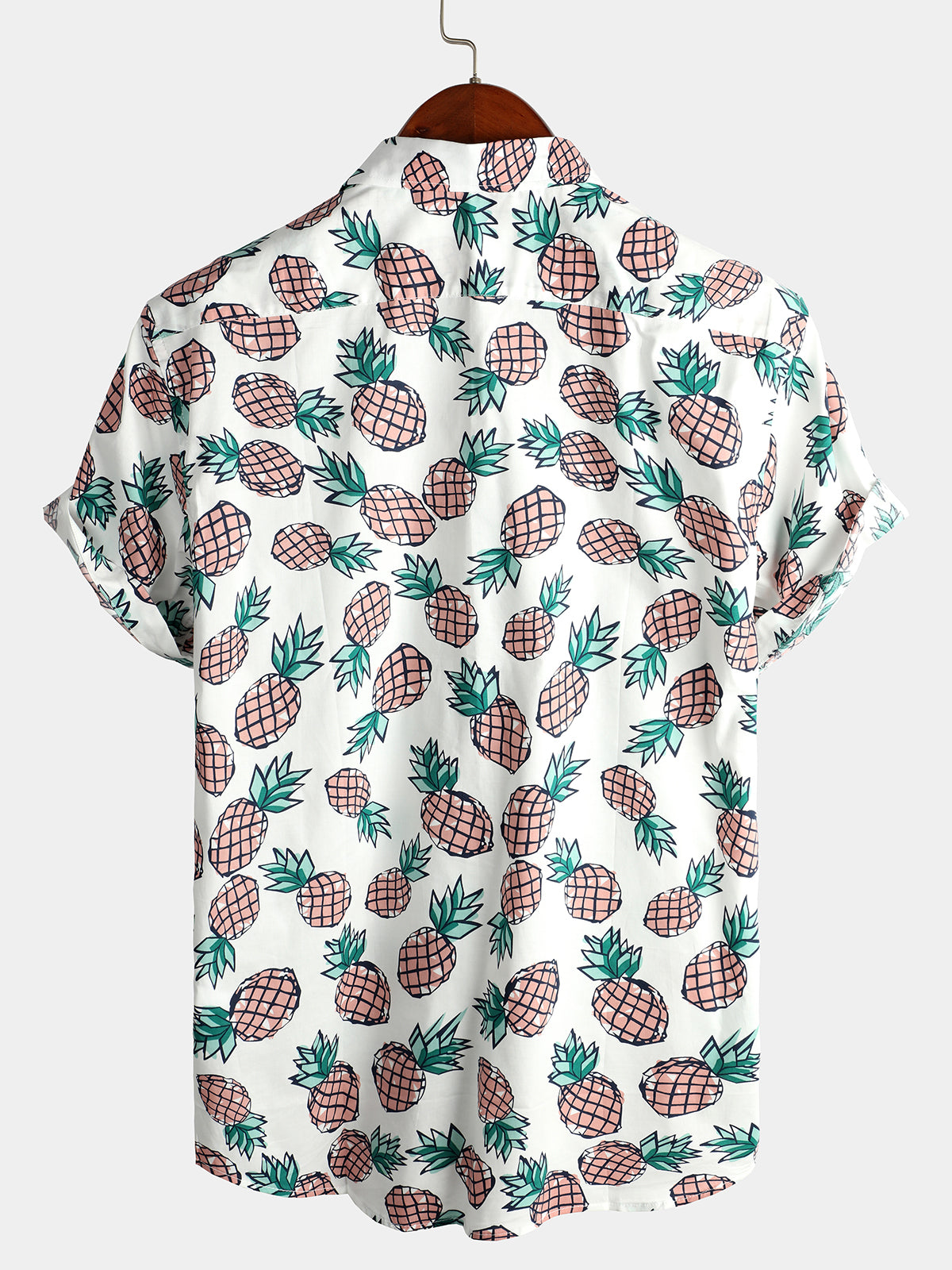 Camisa Holiday Tropical Pineapple Pocket de algodón para hombre
