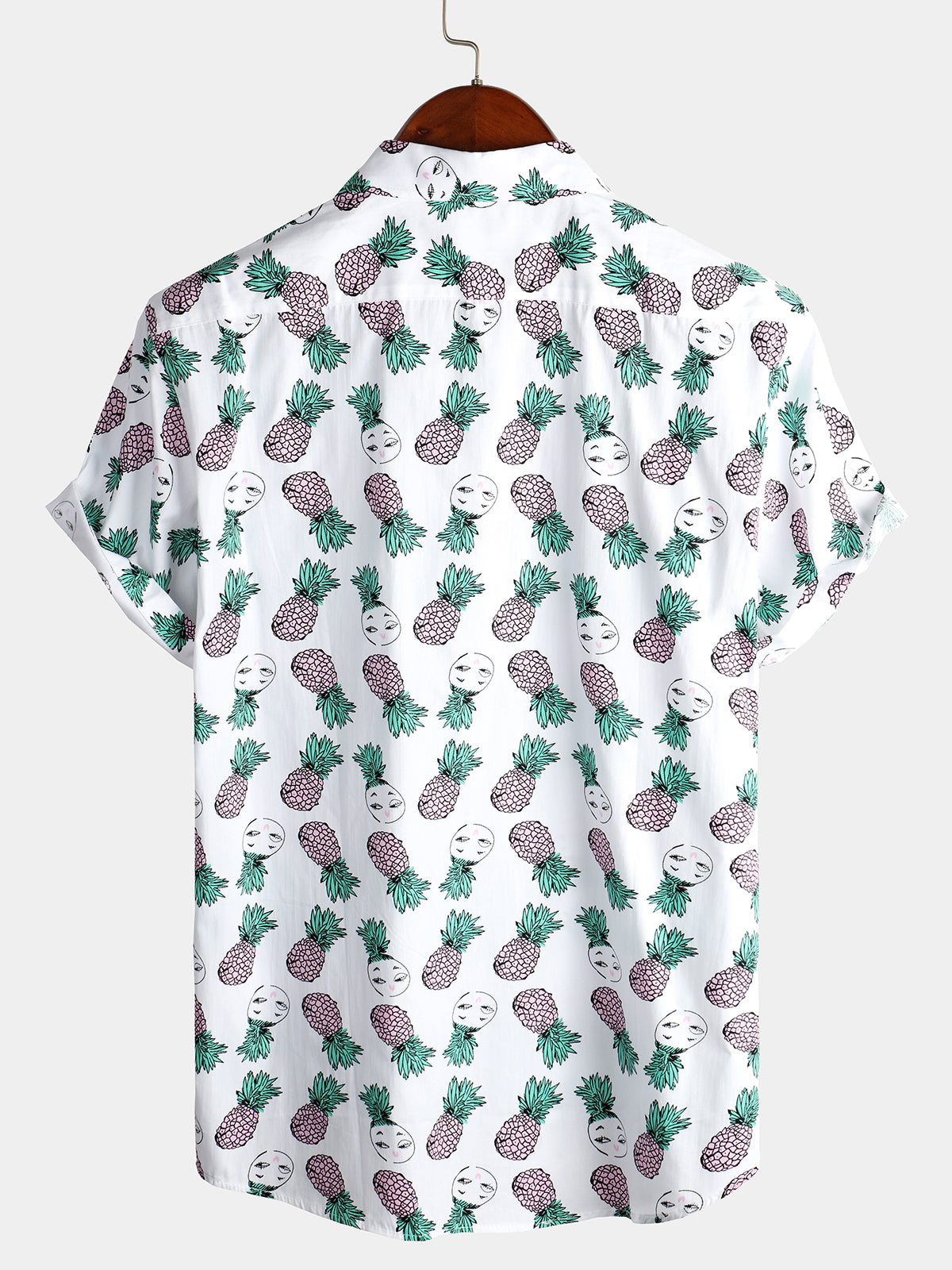 Camisa Holiday Tropical Pineapple Pocket de algodón para hombre