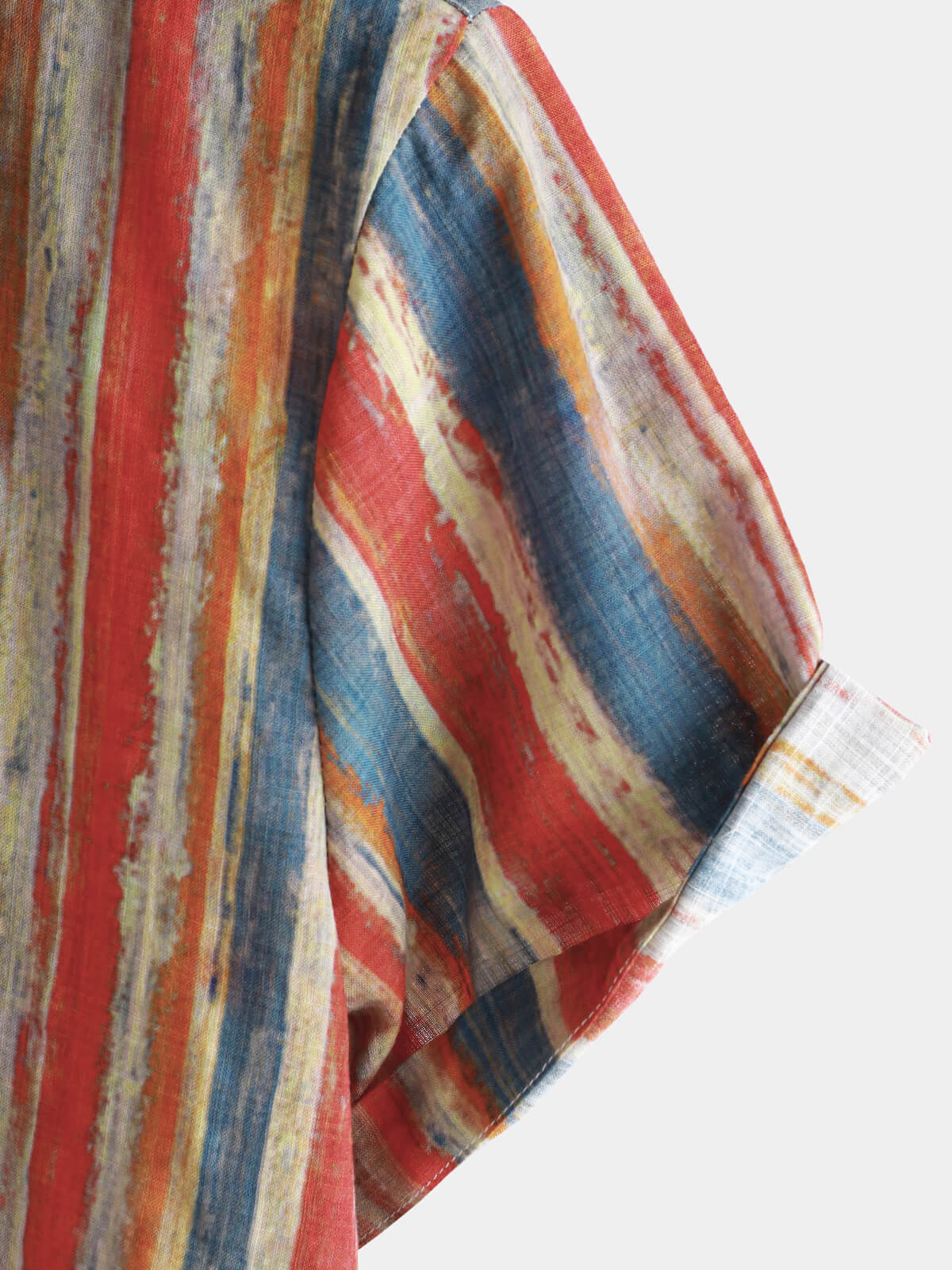 Camisa casual retro Multicolor a rayas Holiday Button Up de manga corta para hombre