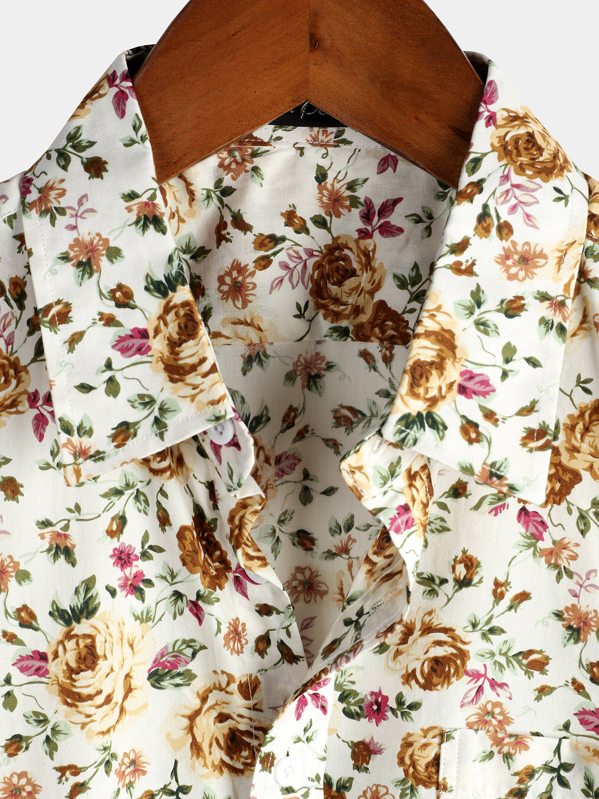 Camisa Rose de algodón Pocket de manga corta para hombre