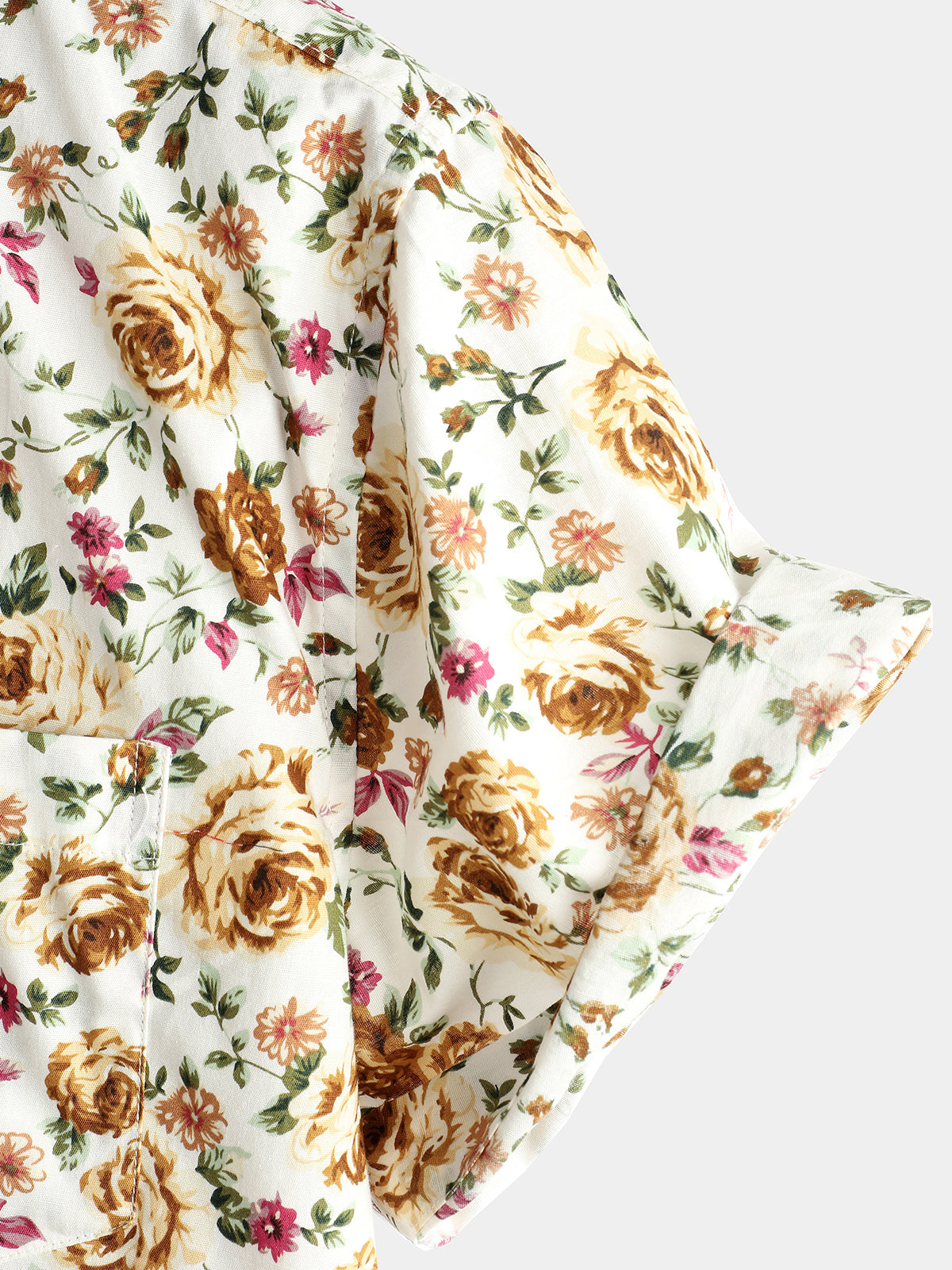 Camisa Rose de algodón Pocket de manga corta para hombre