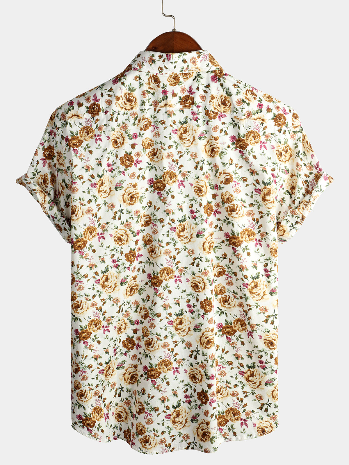 Camisa Rose de algodón Pocket de manga corta para hombre